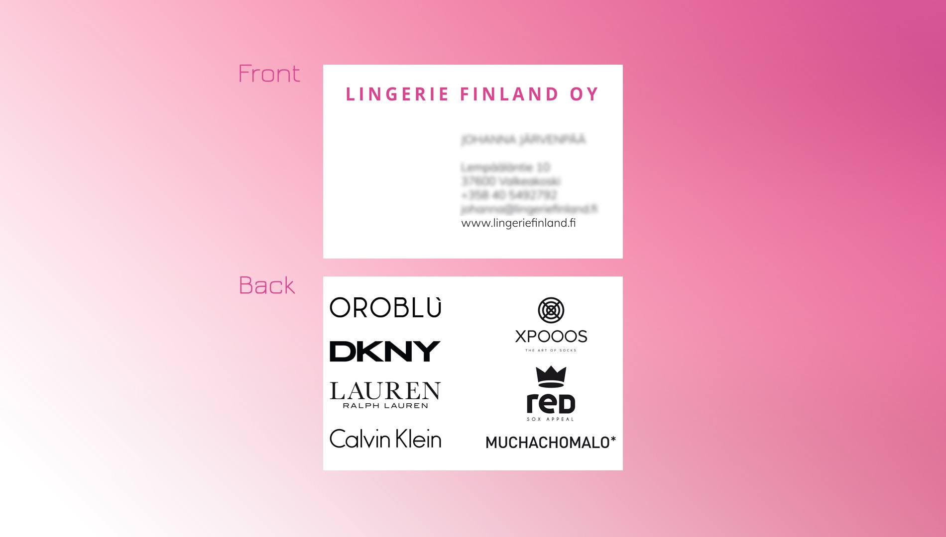 Lingerie Finland business cards