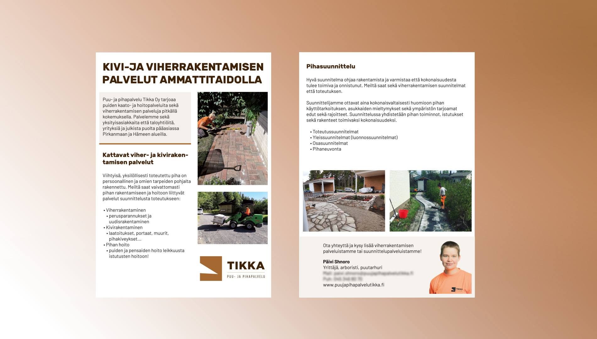 Puu- ja Pihapalvelu Tikka brochure, tree services